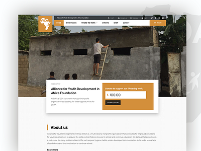 Alliance for Youth Development in Africa Foundation website africa design donation foundrasing landingpage non profit organization webdesign website wordpress