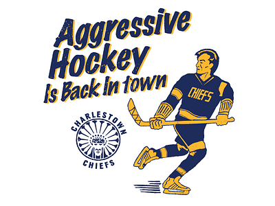 Aggressive Hockey is Back - Streaker Sports Tee apparel badge design drawn flat grunge hand hockey illustration logo sports type