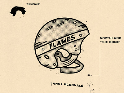 Lanny McDonald "The Dome" athletics branding design drawn flat grunge hand hockey illustration logo retro sports vector vintage