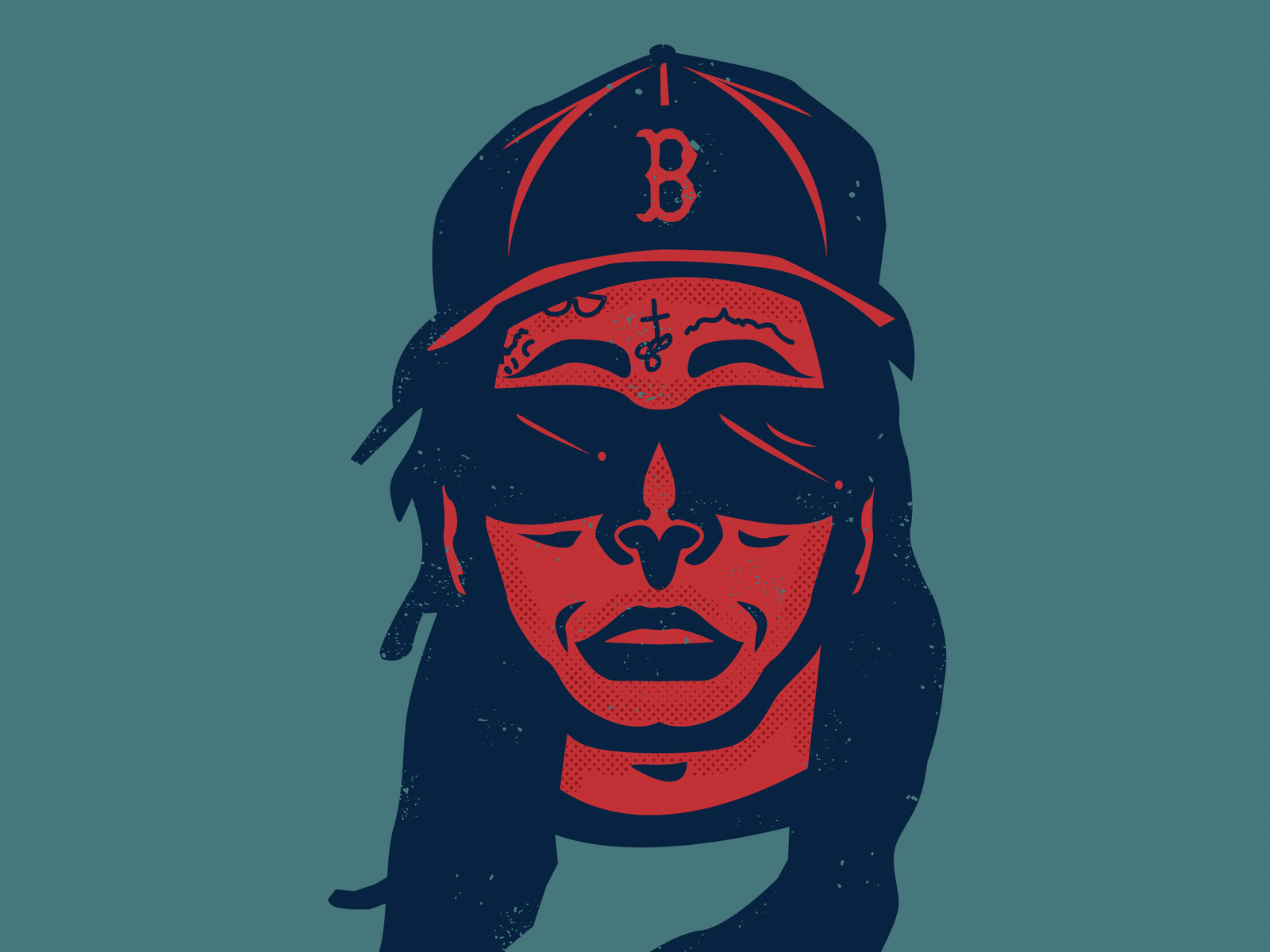 Boston x Lil Wayne athletics baseball design drawn flat grunge illustration lilwayne rapper retro sports sportsdesign typography vector vintage