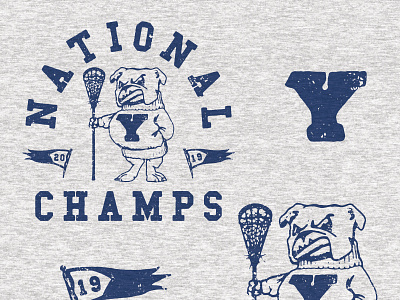 Unused Yale Lacrosse Champs Tee apparel athletics badge branding design drawn flat grunge hand illustration lacrosse logo retro sports sportsdesign typography vector vintage