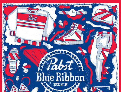 pbr can art submission 2020 athletics design drawn grunge illustration pabst pabst blue ribbon retro sports typography vintage