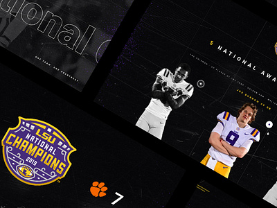 Official LSUsports.net National Championship microsite athletics design football grunge logo lsu sports sportsdesign typography ui ux webdesign