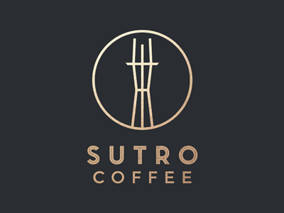 Sutro Coffee Logo black brand branding business circle design gold logo modern simple sophisticated tower typography