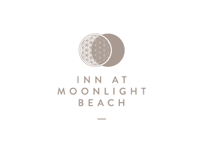 Inn At Moonlight Beach Logo boutique brand branding business chic circles design flower of life hotel logo modern simple sophisticated white zen