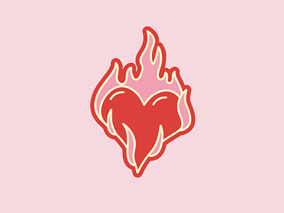 Hearts on Fire flaming heart graphic design illustration