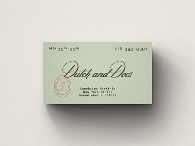 Dutch and Doc's branding business card chicago graphic design logo design restaurant branding