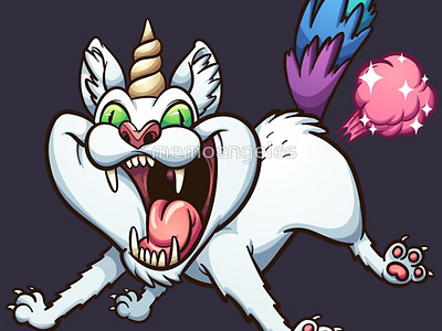 Farting caticorn cartoon cat caticorn crazy fart illustration memoangeles toon unicorn