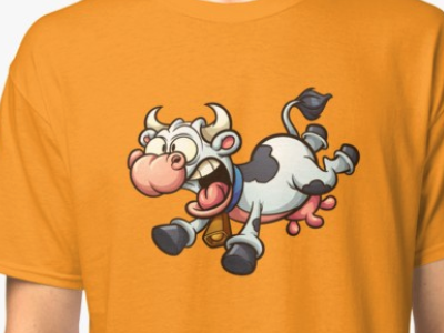 Crazy cow cartoon cow crazy memoangeles running scared t shirt toon