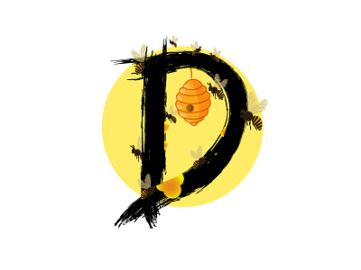 D for 26daysoftype 26daysoftype alphabet beehive bees brush d type