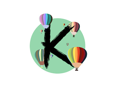 K for 26daysoftype 26daysoftype alphabet brush hotairballon k type