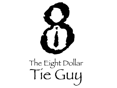 The $8 Tie Guy Logo 8 black boy dollar eight guy kid monochrome necktie the tie white