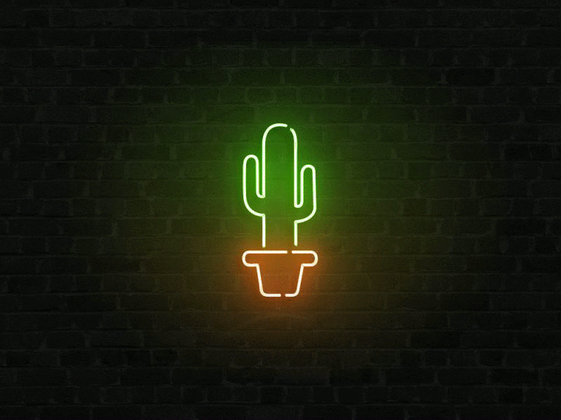 Neon cactus animated cactus geen light neon orange