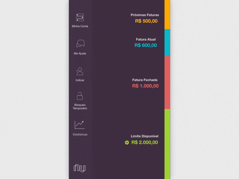 Screen Statistics aplicativo mobile nubank ui ux