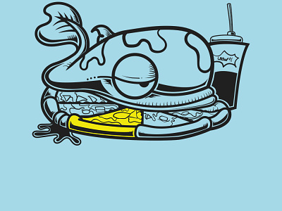 whale snack design flat illustration minimal vector