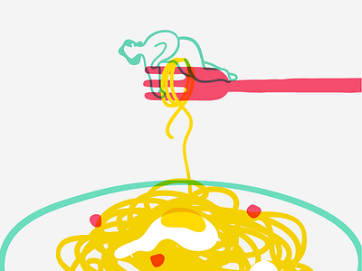 Spaghetti Carbonara cooking culinary food illustration overlay pasta