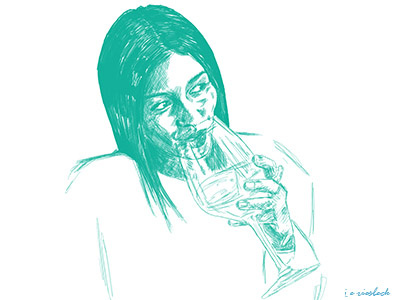 Wine Time blue colors digitalart digitaldrawing digitalportrail drawing handdrawn portrait portraitartist realism sketch