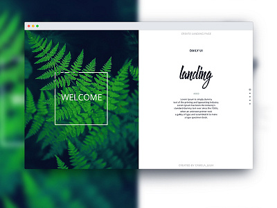 Welcome page dailyui design green landing page screen typographi ui web welcome