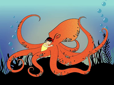 Octopus girl animation artist creative arts illustration