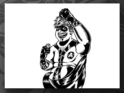 Amber Boy beer beerlabel blackandwhite brewery chop cumformers drawing illustration label lukeb markers superhero