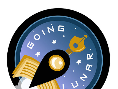 Going LUNAR - Pen/Rocket Achievement Patch pen rocket rocketship rocketship logo space stars vector vector art vector illustration writing