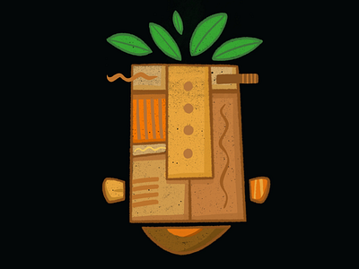 Tiki Head digital illustration island tiki