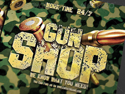 Gun Shop Flyer army bullet design flyer gun rifle shop template