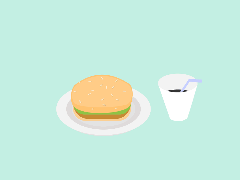 Burger and Coke Illusionary 3D - GIF 2.5d 2d 3d animation design flat design food gif illustration motion graphics