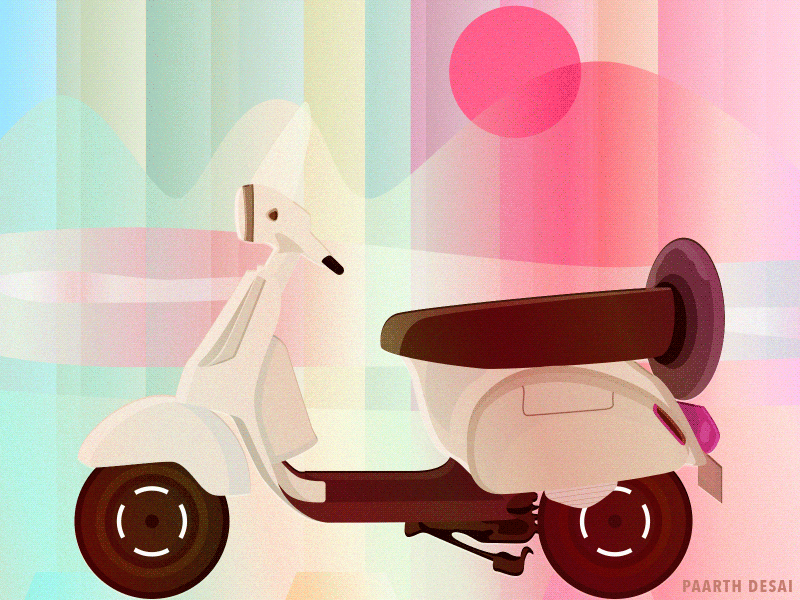 Vintage Scooter Vector Illustration - Process GIF animation concept design graphics illustration motion animation motion graphics project vector web website