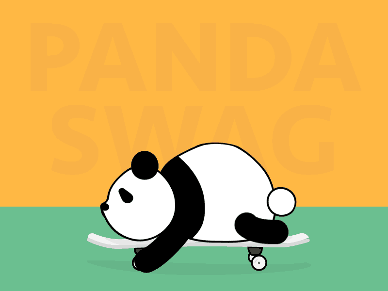 Swag Panda Fact 2d animation flat design gif illustration motion graphics panda skateboard