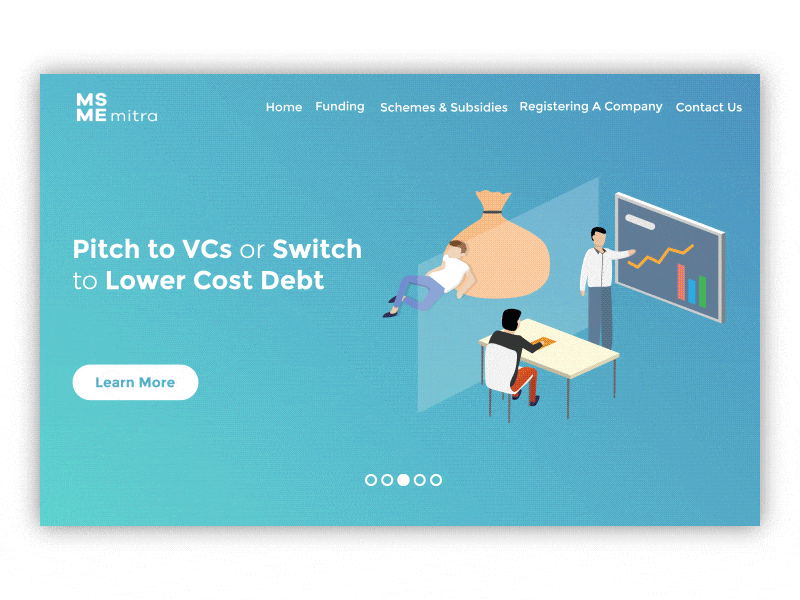 MSMEMitra - Landing Page Banners - GIF animation illustrations insurance company interaction landing page motion graphics ui user interface ux website website design