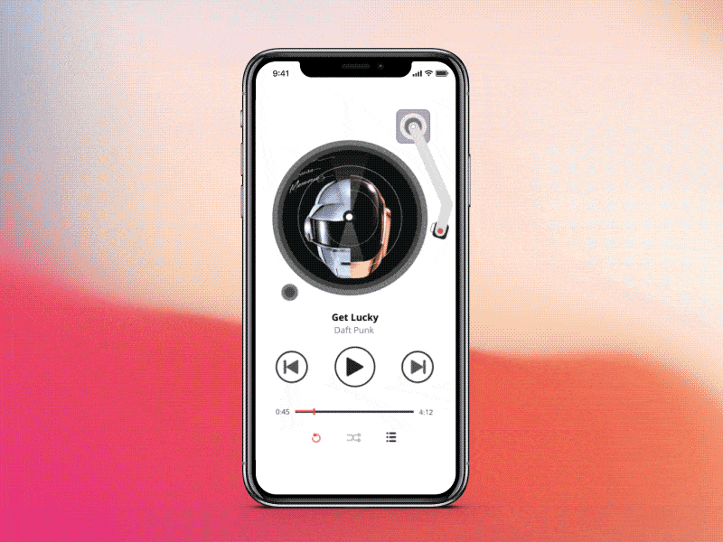 Music Player Interaction - GIF animation interaction interaction design iphone x motion graphics music turntable ui user interface ux