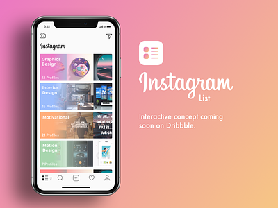 Instagram List - Interactive Concept Coming Soon! app concept instagram interaction iphone x ui user experience design user interface design ux