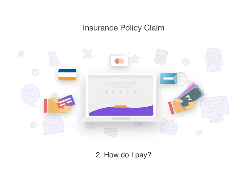 Insurance Policy Claim Steps Animation animation app illustration interaction motion graphics principle prototype transition ui user interface users ux