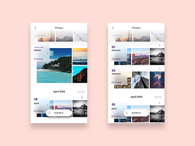 Exploring Photos App UI clean ui fluent design grid material design photos ui ui exploration user interface design ux white