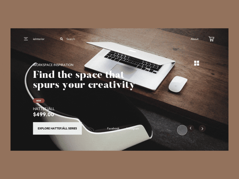 ieInterior Website Exploration chair clean iesight interaction layout minimal scroll slider ui ux website wood