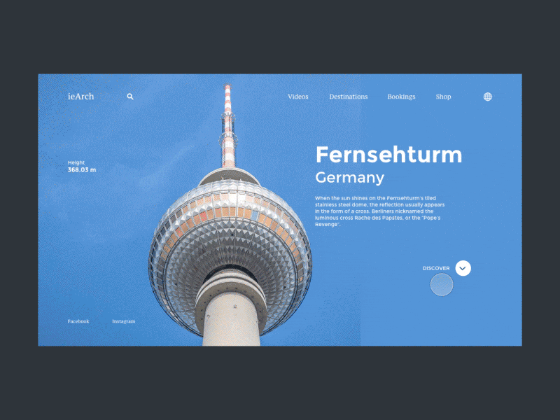 ieArch - Berlin achitect animation architecture clean iesight interaction layout minimal tower ui ux website