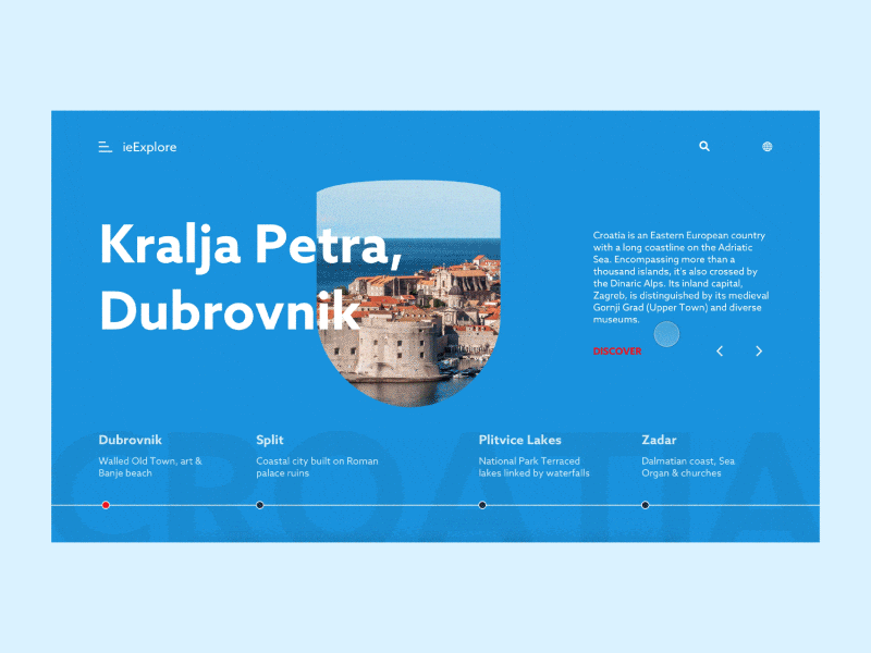 ieExplore - Croatia animation city clean exploration france interaction layout minimal on hover ui ux website