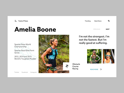 Amelia Boone animation icon interaction obstacle course racing run ui ux visual design website