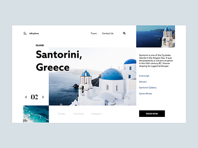 ieExplore - Santorini animation city clean country exploration interaction island layout minimal ui ux website