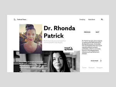 Dr. Rhonda Patrick animation health icon interaction obstacle course racing run ui ux visual design website