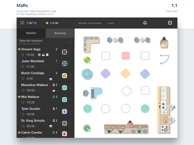 MaRc - Floor Plan app dashboard design guest management interaction ipad restaurant table management system tablet ui user experience design user interface design ux