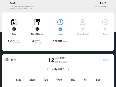 Marc - New Reservation Process clean app design icons design layout design management system restaurant app ui user experience design user interface design user reasearch ux ux reasearch