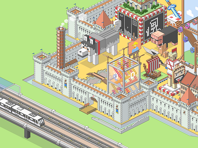 Isometric Landscapes for Qianka.com graphic design husky illustration isometric minecraft park subway