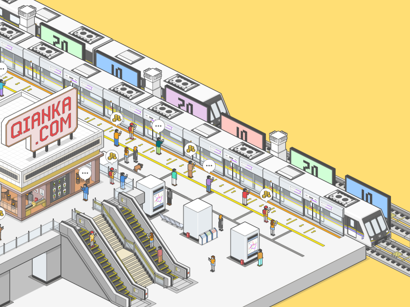 Isometric Landscapes for Qianka.com graphic design illustration isometric platform subway train