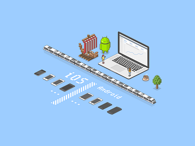 Mr Android and His Friends graphic design isometric minecraft