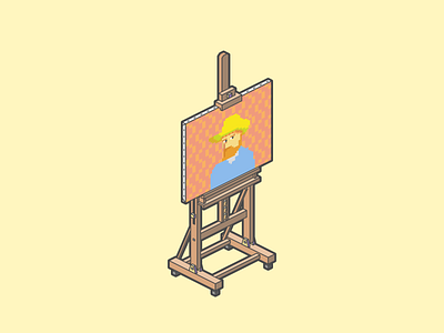 Van Gogh graphic design illustration isometric minecraft