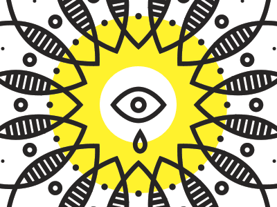 Openeye bloom eye illustrator lines mandala pattern yellow