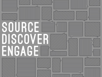 Source Discover Engage apparel illustration lines typography