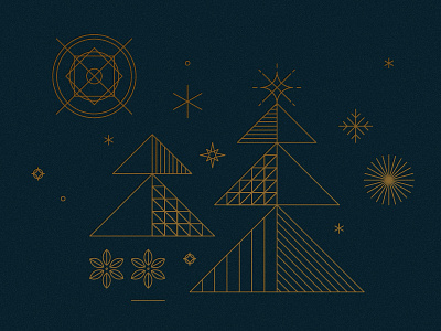 Merry christmas geometric holiday line art snow snowflake star tree vintage